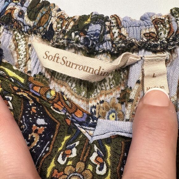 Soft Surroundings Peasant Shirt Womens Large Multicolor Paisley Boho 2AQ94 - Picture 7 of 8